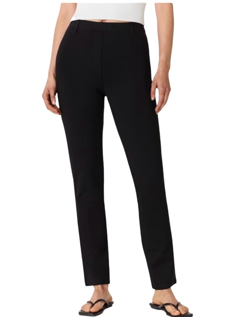 Quince Black Ultra-Stretch Ponte Straight Leg Pants Size L Short EUC